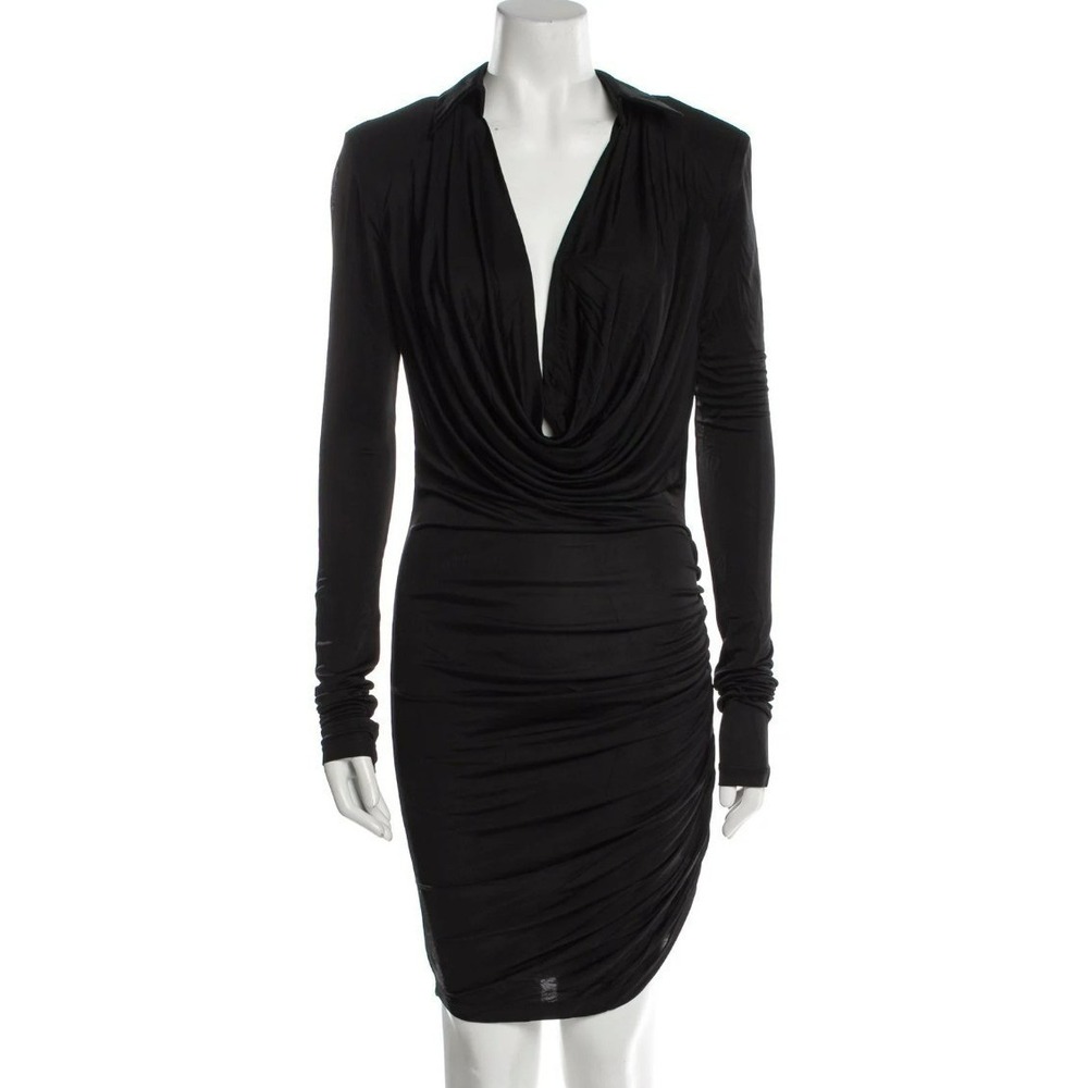 GAUGE8 M Long Sleeve Cowl Neck Dress | Black | Viscose Lined Bodycon NWOT